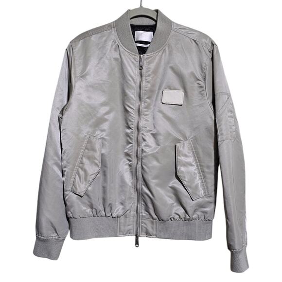 7 For All Mankind Men's Stone Grey Nylon Bomber Jacket Size Medium